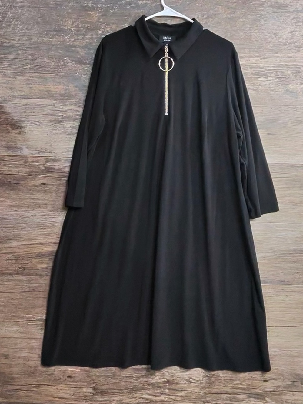 MSK Black Midi Dress with Gold Ring Zip